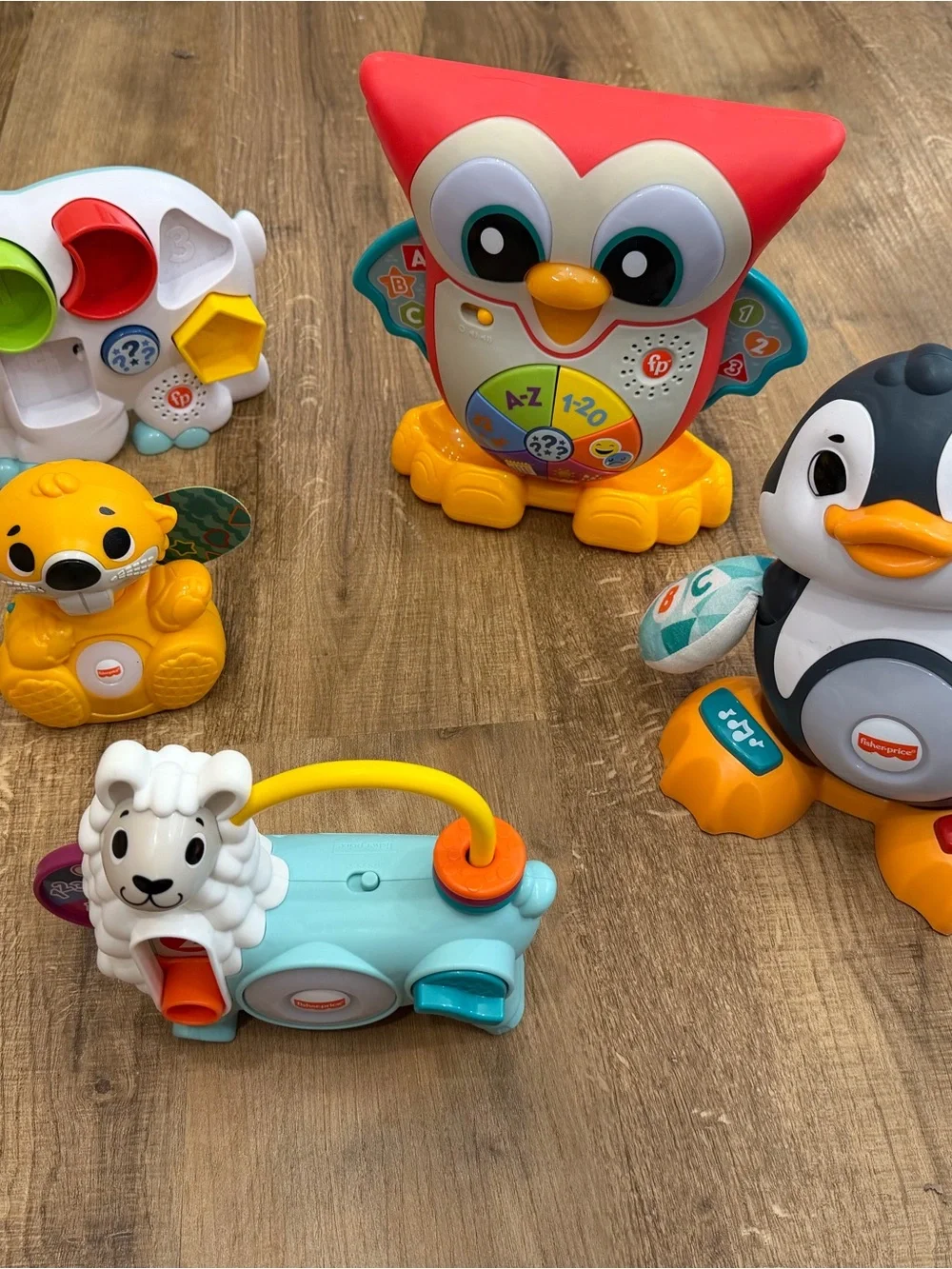 Fisher-price linkimals. Beaver, penguin, sheep, owl, polar bear